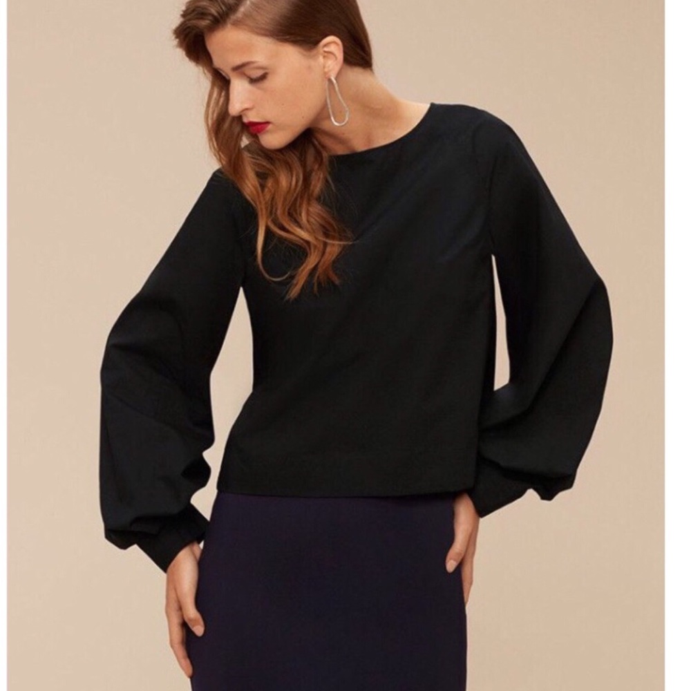 Aritzia Babaton Black Niki Poplin Black Blouse